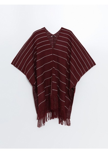 Yeni Sezon Şal Yaka Çizgili Kadın Triko Panço indirimleri