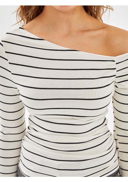 Yeni Sezon Kayık Yaka Çizgili Kadın Body modelleri