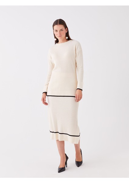 Yeni Sezon Kadın Beli Lastikli Düz Triko Etek