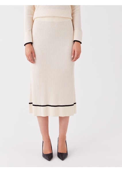 Yeni Sezon Kadın Beli Lastikli Düz Triko Etek modelleri