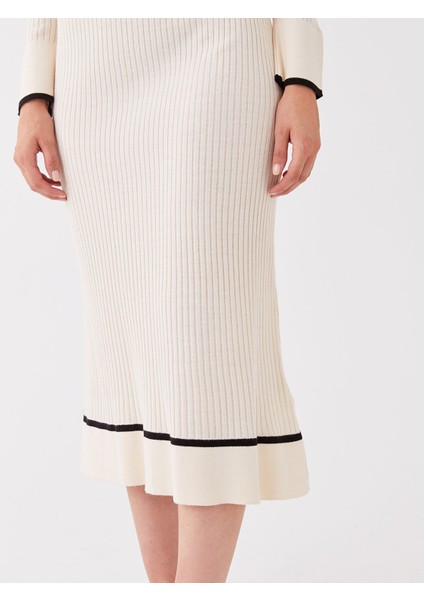 Yeni Sezon Kadın Beli Lastikli Düz Triko Etek indirimleri