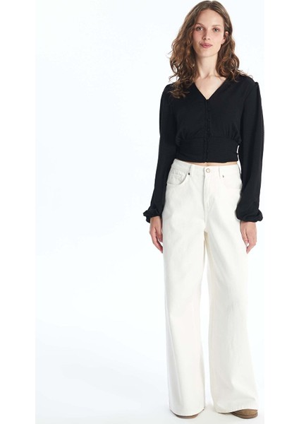 Yeni Sezon Gömlek Yaka Düz Uzun Kollu Kadın Crop modelleri