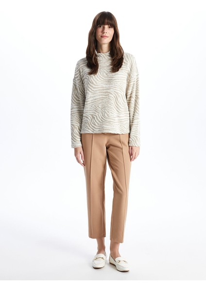 Yeni Sezon Dik Yaka Desenli Uzun Kollu Kadın Tişört modelleri