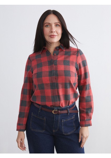 Yeni Sezon Büyük Beden Ekose Kadın Oduncu Gömlek