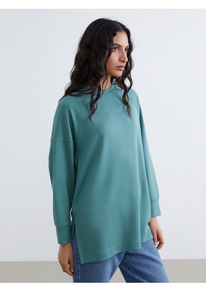 Yeni Sezon Bisiklet Yaka Oversize Kadın Sweatshirt Tunik