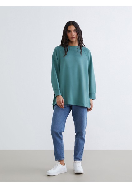 Yeni Sezon Bisiklet Yaka Oversize Kadın Sweatshirt Tunik modelleri