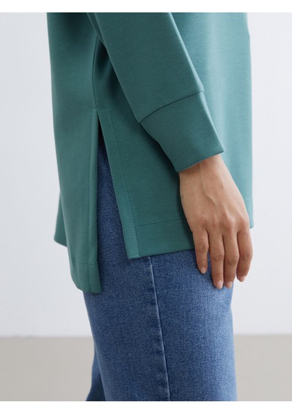 Yeni Sezon Bisiklet Yaka Oversize Kadın Sweatshirt Tunik fırsatları