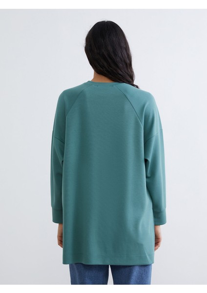 Yeni Sezon Bisiklet Yaka Oversize Kadın Sweatshirt Tunik indirimleri