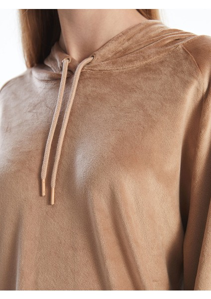 Yeni Sezon Kapüşonlu Kadife Kadın Pijama Üst modelleri