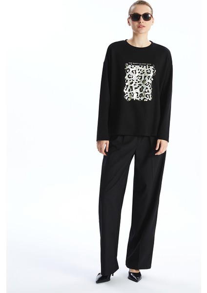 Yeni Sezon Bisiklet Yaka Baskılı Oversize Kadın Tişört fiyatları