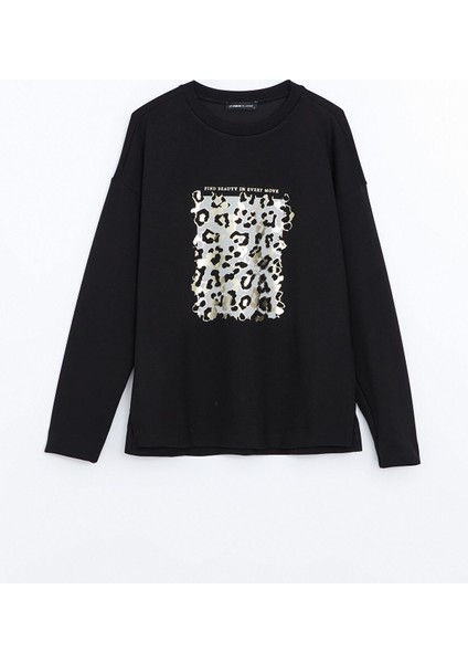 Yeni Sezon Bisiklet Yaka Baskılı Oversize Kadın Tişört indirimleri