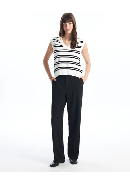 Yeni Sezon V Yaka Çizgili Kadın Triko Süveter fiyatları