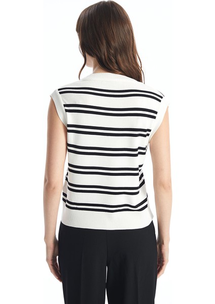 Yeni Sezon V Yaka Çizgili Kadın Triko Süveter fırsatları