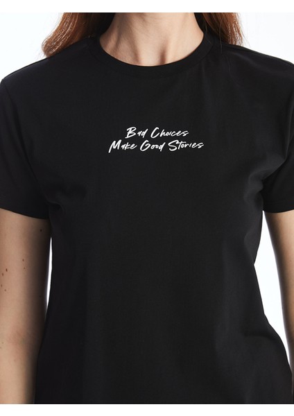 Yeni Sezon Bisiklet Yaka Baskılı Kadın Tişört modelleri