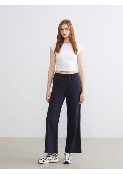Yeni Sezon Beli Lastikli Geniş Paça Kadın Pantolon