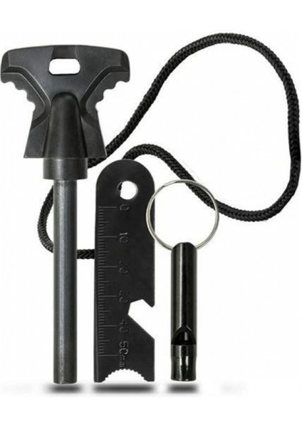 İEG BUFFER® Acil Durum Magnezyum Çubuk Çakmaktaşı Hayatta Kalma Ateş Başlatıcı Çakmak Kiti Düdük Hediyel