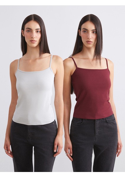 Yeni Sezon Kare Yaka Kadın Atlet 2'li