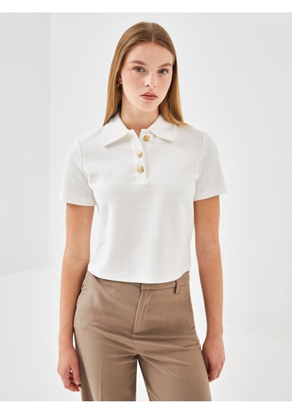 Yeni Sezon Polo Yaka Dokulu Kadın Tişört