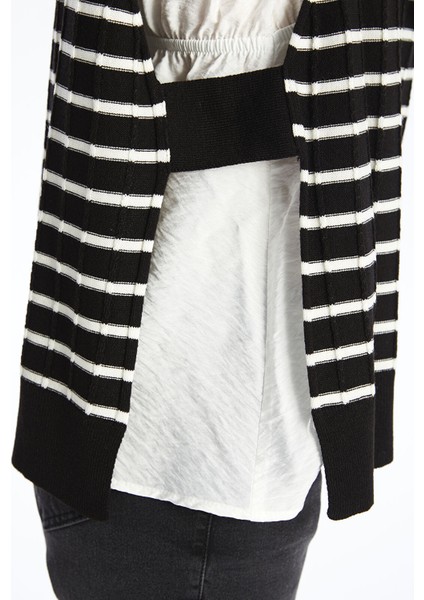 Yeni Sezon V Yaka Çizgili Kadın Triko Süveter modelleri