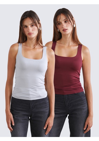 Yeni Sezon Kare Yaka Kadın Atlet 2'li