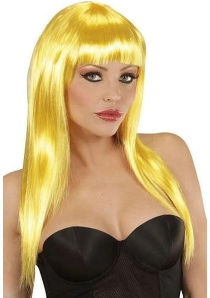 Sarı Renk Uzun Düz Parti Peruğu