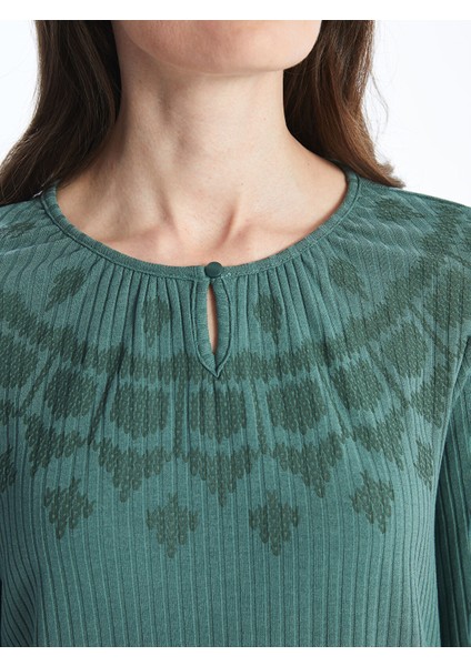 Yeni Sezon Bisiklet Yaka Desenli Kadın Tişört modelleri