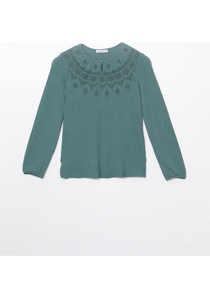 Yeni Sezon Bisiklet Yaka Desenli Kadın Tişört indirimleri