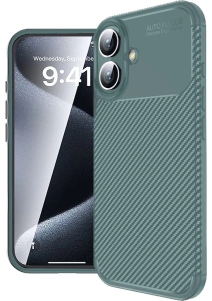 Iphone 16 Kılıf Auto Focus Karbon Kapak - Koyu Yeşil