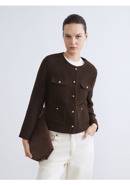 Yeni Sezon Bisiklet Yaka Kadın Tüvit Ceket