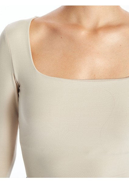 Yeni Sezon Kare Yaka Düz Uzun Kollu Kadın Body modelleri