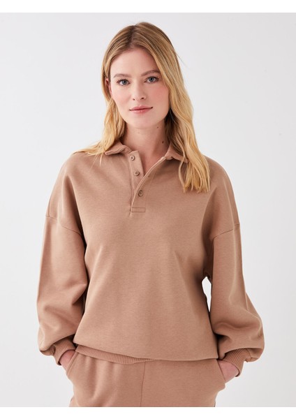 Yeni Sezon Polo Yaka Düz Uzun Kollu Kadın Sweatshirt fiyatları