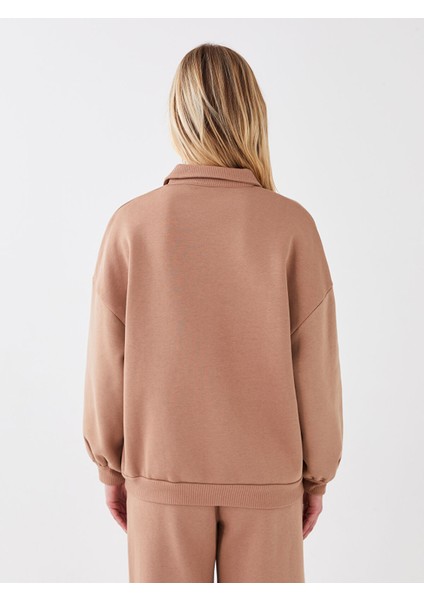 Yeni Sezon Polo Yaka Düz Uzun Kollu Kadın Sweatshirt indirimleri