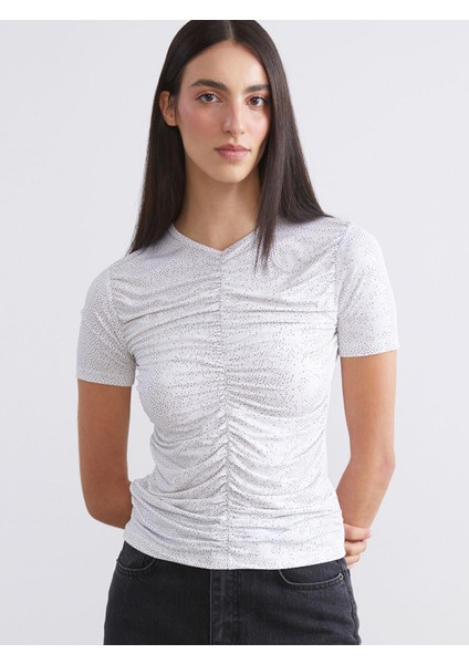 Yeni Sezon V Yaka Büzgülü Bluz