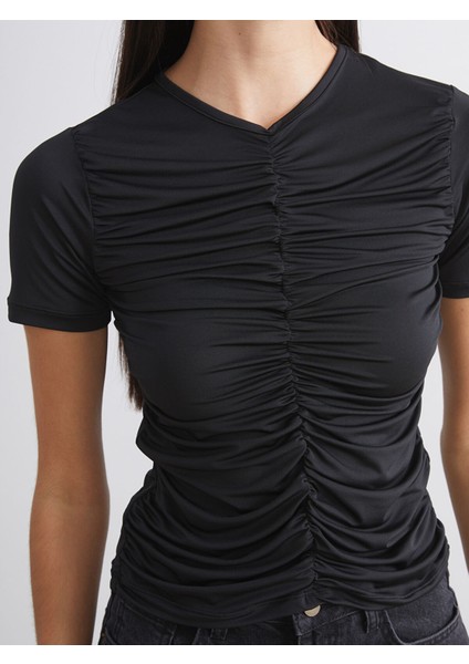Yeni Sezon V Yaka Büzgülü Bluz modelleri
