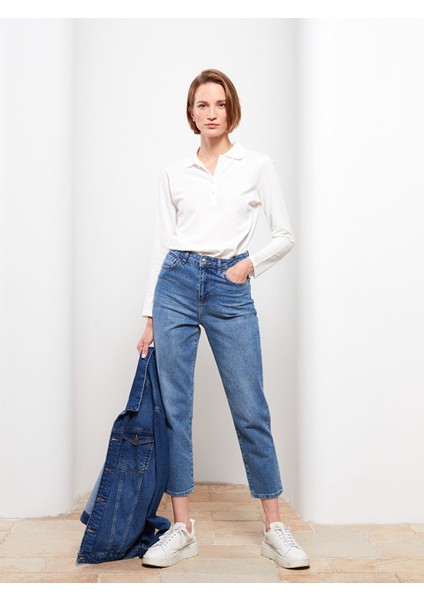 Yeni Sezon Polo Yaka Düz Uzun Kollu Pike Kadın Tişört modelleri