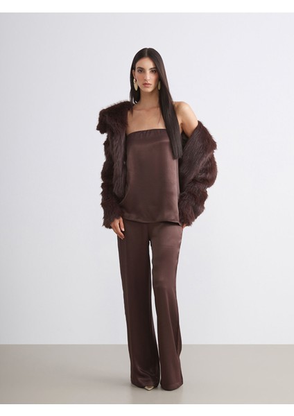 Yeni Sezon Loose Fit Saten Kadın Pantolon