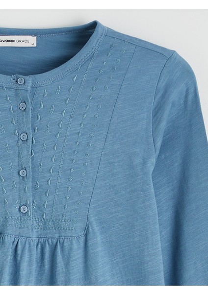 Yeni Sezon Bisiklet Yaka Nakışlı Bluz fiyatları