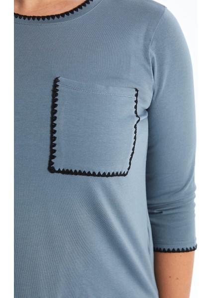 Yeni Sezon Bisiklet Yaka Nakışlı Kadın Tişört modelleri