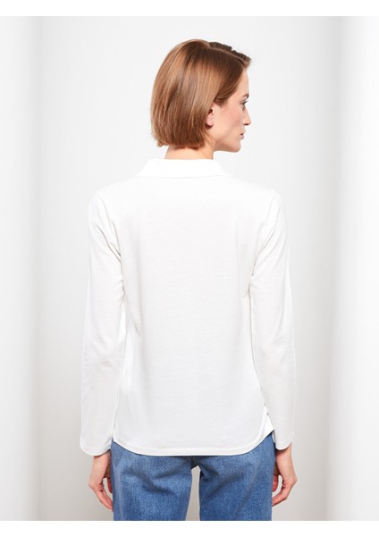 Yeni Sezon Polo Yaka Düz Uzun Kollu Pike Kadın Tişört indirimleri