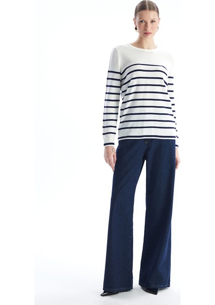 Yeni Sezon Bisiklet Yaka Çizgili Uzun Kollu Kadın Triko Kazak modelleri