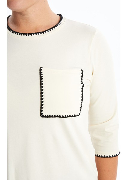 Yeni Sezon Bisiklet Yaka Nakışlı Kadın Tişört modelleri