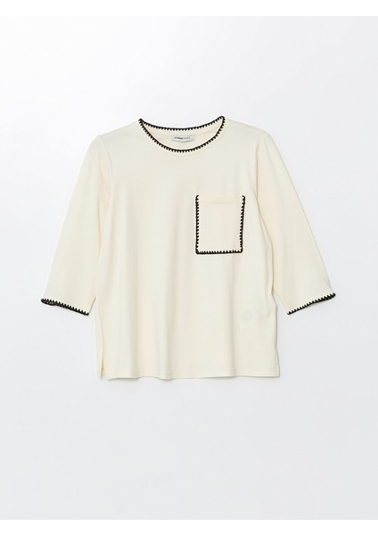 Yeni Sezon Bisiklet Yaka Nakışlı Kadın Tişört indirimleri