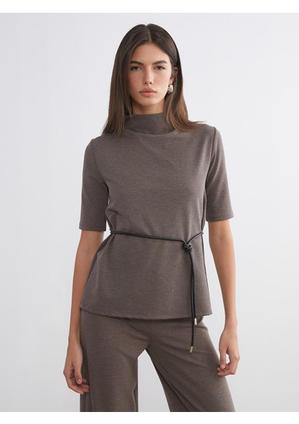 Yeni Sezon Dik Yaka Beli Kemerli Bluz modelleri