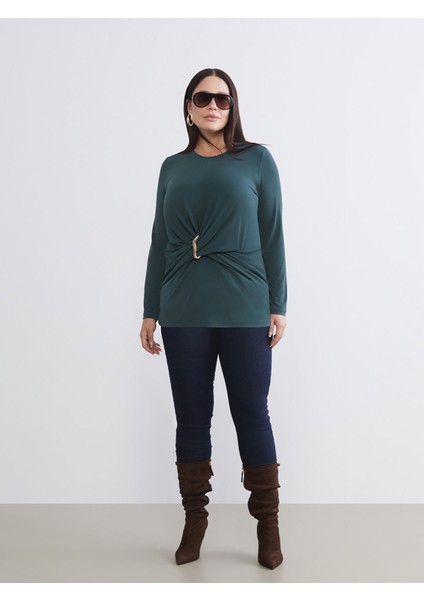 Yeni Sezon Büyük Beden Bisiklet Yaka Büzgülü Bluz fiyatları
