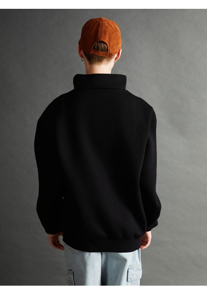 Yeni Sezon Dik Yaka Baskılı Oversize Kadın Kalın Sweatshirt fırsatları