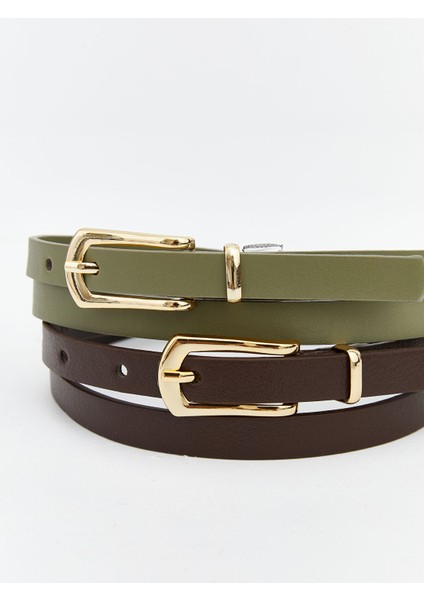 Yeni Sezon Deri Görünümlü Kadın Kemer 2'li fırsatları