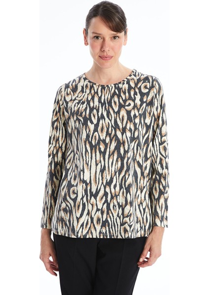 Yeni Sezon Bisiklet Yaka Desenli Kadın Tişört