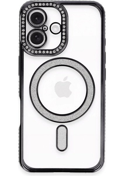 Newface Iphone 16 Plus Kılıf Joke Simli Magneticsafe Kılıf - Siyah