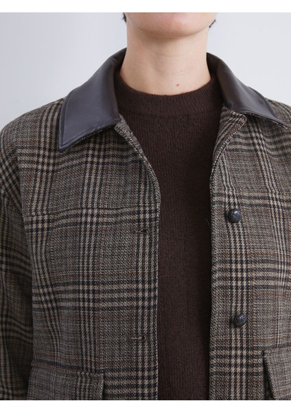 Yeni Sezon Gömlek Yaka Ekose Oversize Kadın Kaşe Ceket indirimleri