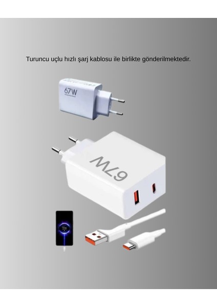 67W Süper Hızlı Şarj Adaptörü ve Kablo Seti – Güvenli Kompakt ve Ergonomik - ?71?88E1-0G0 fırsatları